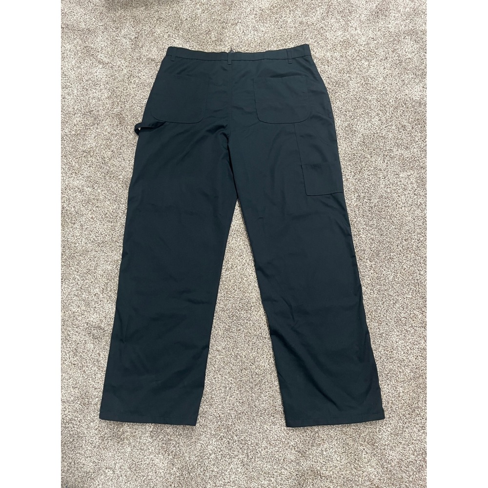 BoohooMAN Tall Relaxed Twill Carpenter Trousers Black Mens 40 - Picture 2 of 9